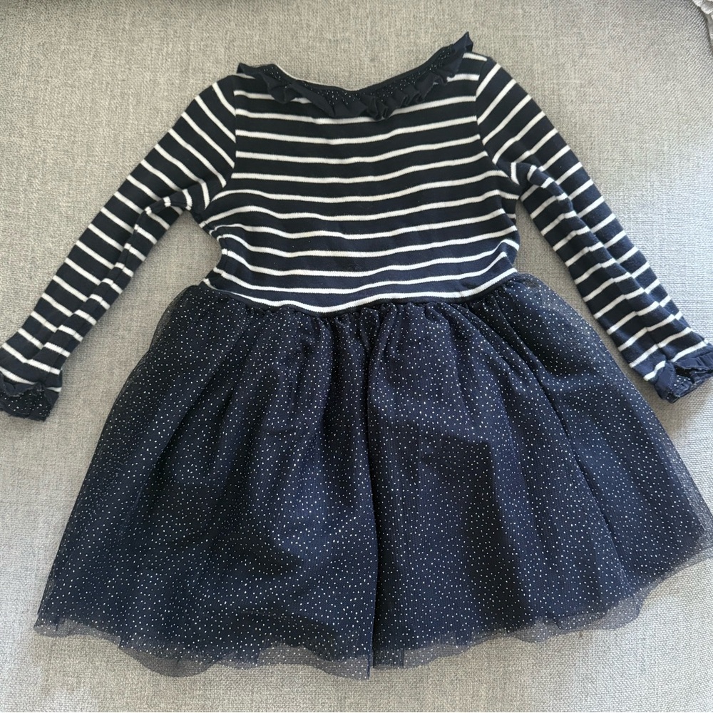 Petit Bateau Navy and White Striped Tutu Dress
